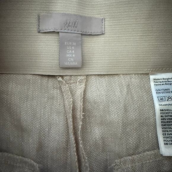 H&M Linen Blend Casual Straight Leg Old Money Basic Office Wear Women Pants - Picture 9 of 10